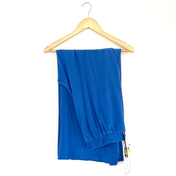 1. State Wide Leg Slit Hem Envelope Palazzo Pant In Harbour Wave Blue - Picture 3 of 14